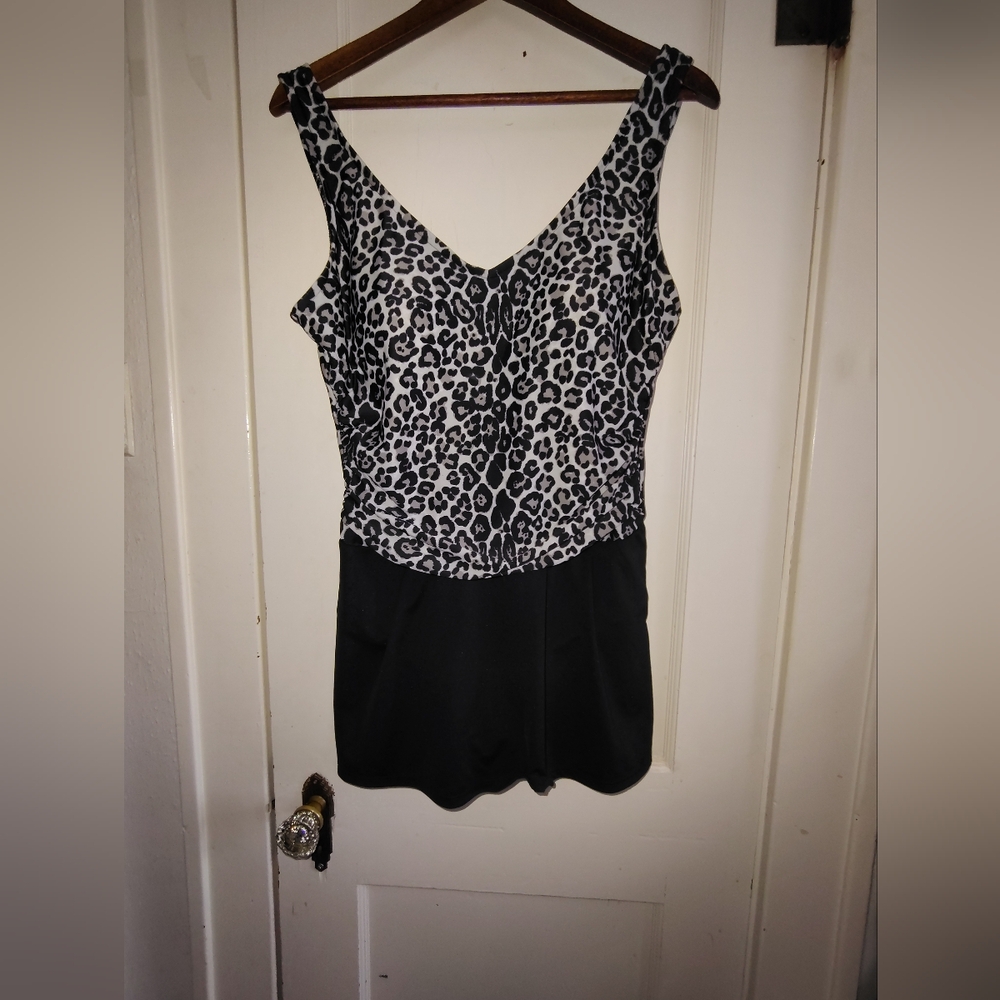 Catalina Black and White Leopard Print One Piece Swimsuit